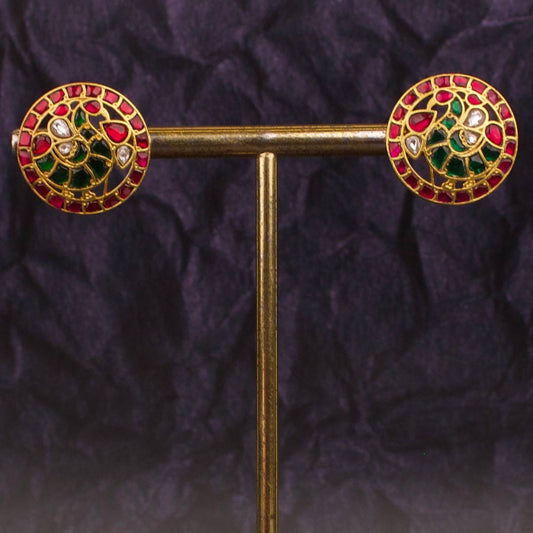 Peacock Studded Jadau Kundan Stud Earrings