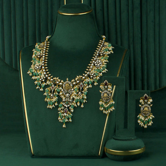 Lord Balaji Victorian Pearls Necklace with Earrings