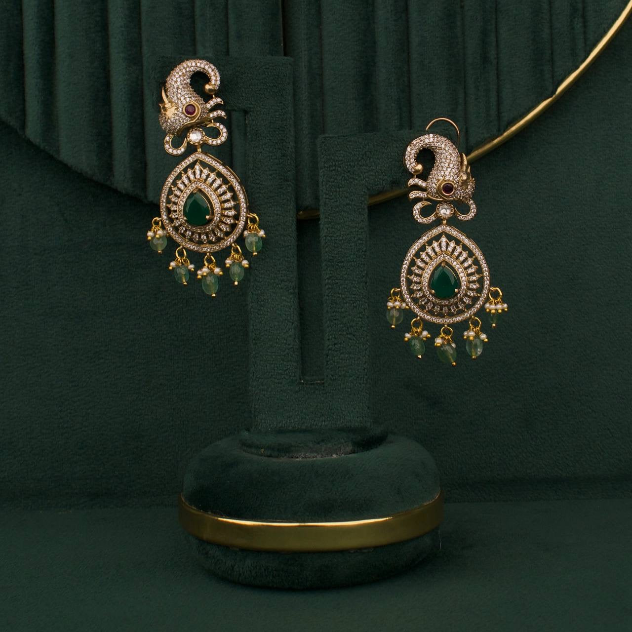 Bridal Layer By Layer Victorian Polki Necklace With Matching Earrings