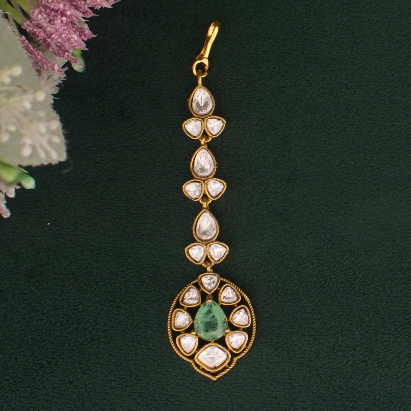Exquisite Victorian Bridal Choker Necklace Set with Earrings And Maang Tikka