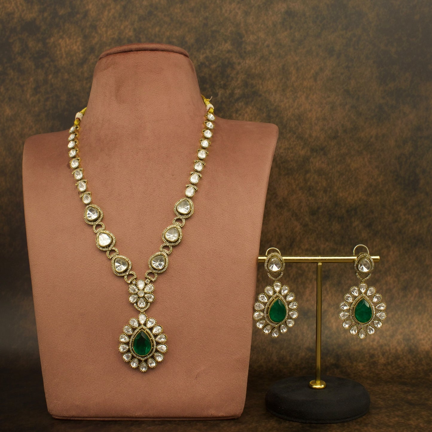 Nita Ambani Inspired Victorian Polki Necklace Set