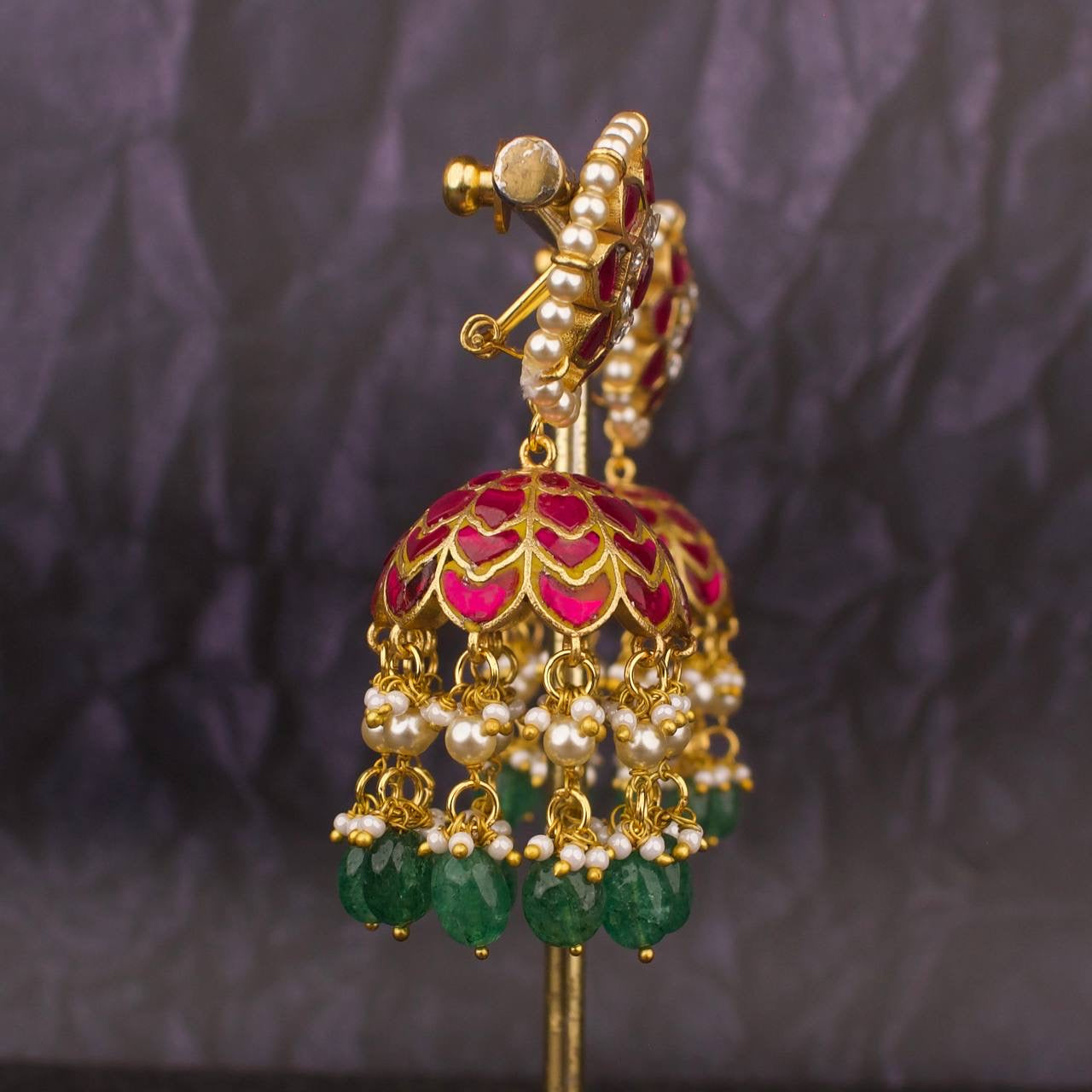 Majestic Jadau Kundan Floral Studded Jadau Kundan Jhumka Earrings
