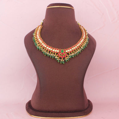 Sleek Jadau Kundan Necklace With Head Hangings