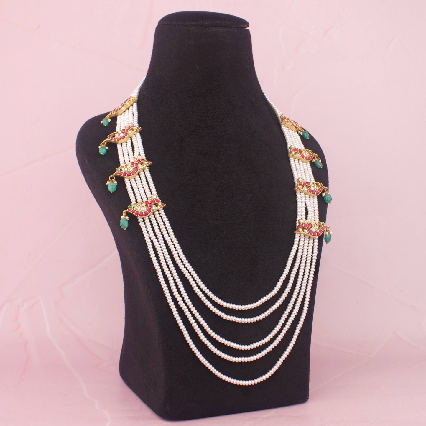Stunning Pearl Mala With Jadau Kundan Side Lockets