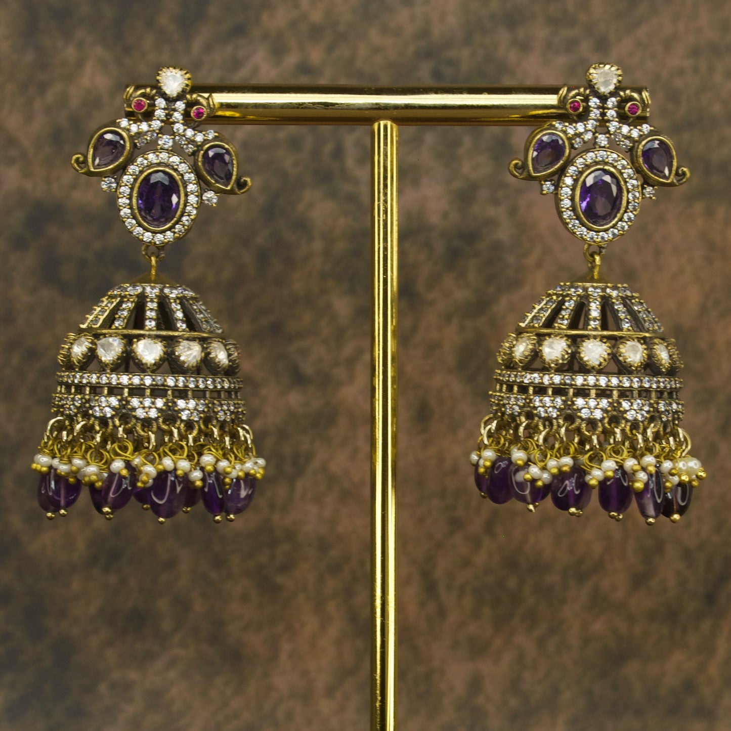 Victorian Elegance Peacock Jhumka Earrings with high quality victorian finish