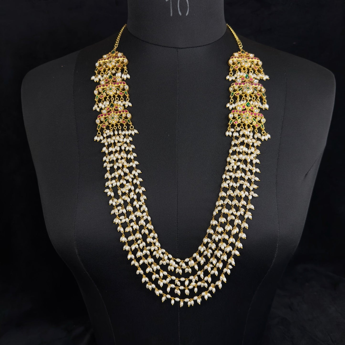 Elegant Jadau Long Pearl Mala