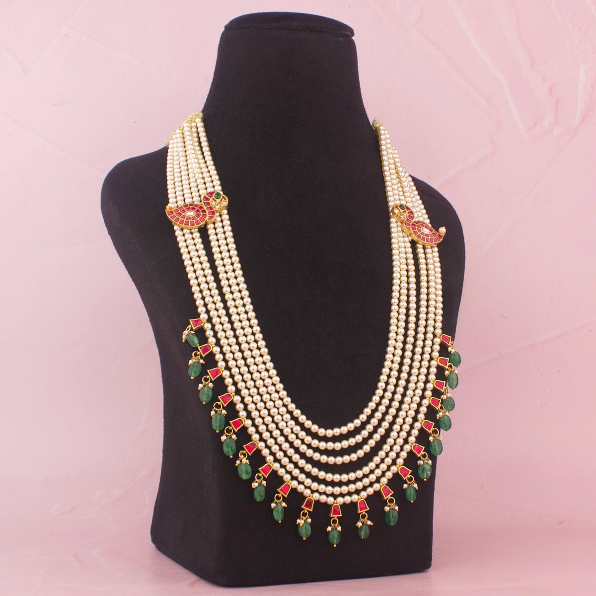 Radiant Pearl Mala With Jadau Kundan Side Lockets