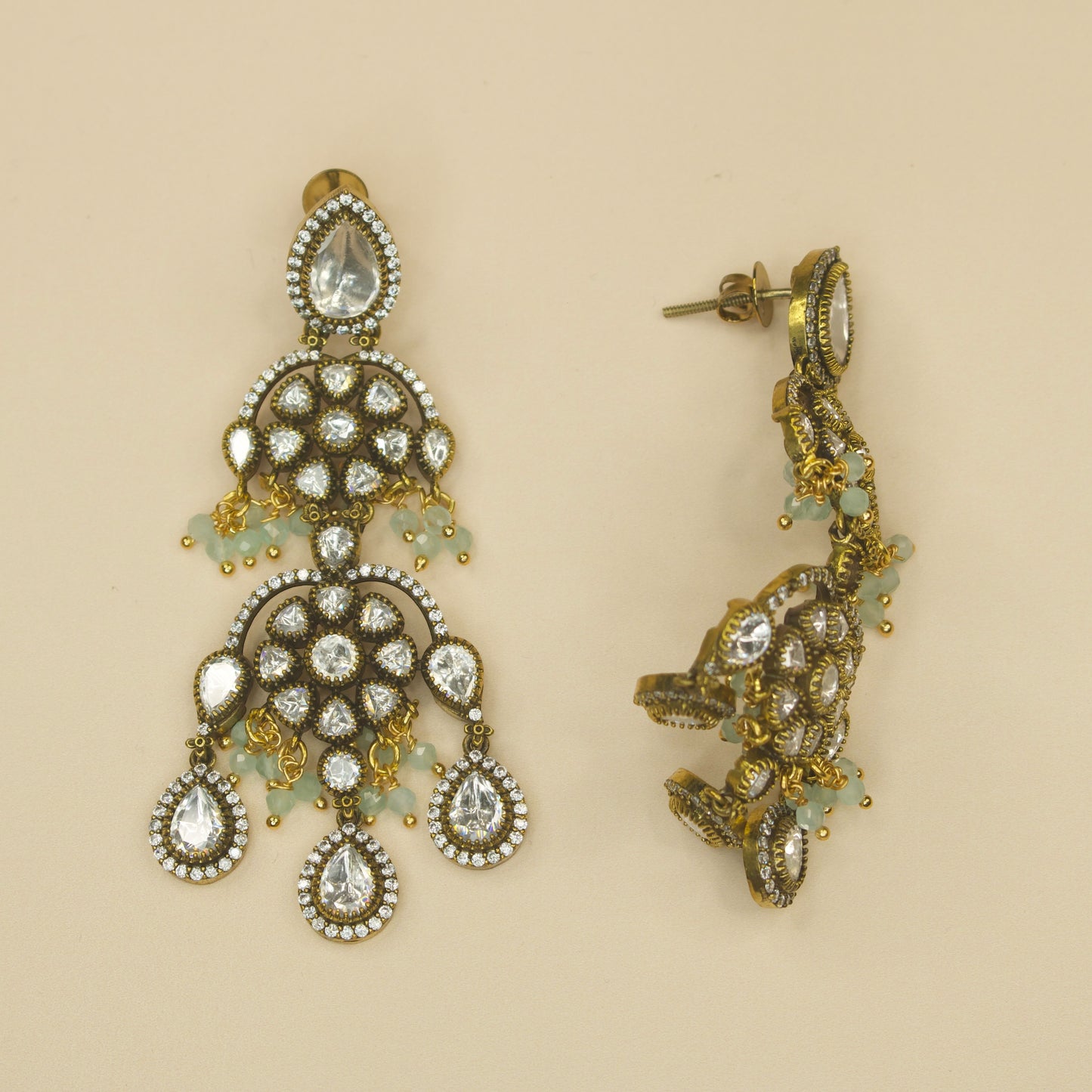 Designer Victorian Floral Earrings with screw-back