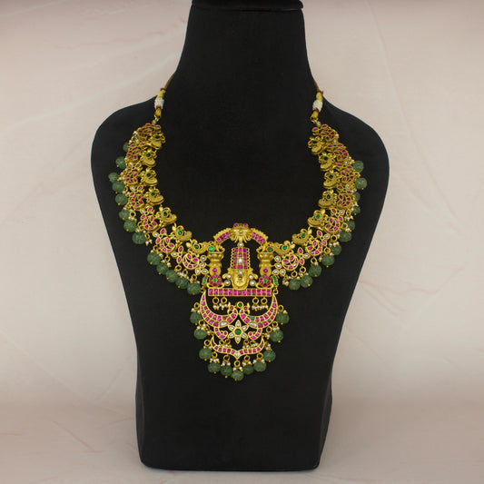 Lord Balaji Nakshi Jadau Kundan Nekclace with 22k gold plating. This product belongs to Jadau Kundan Jewellery category