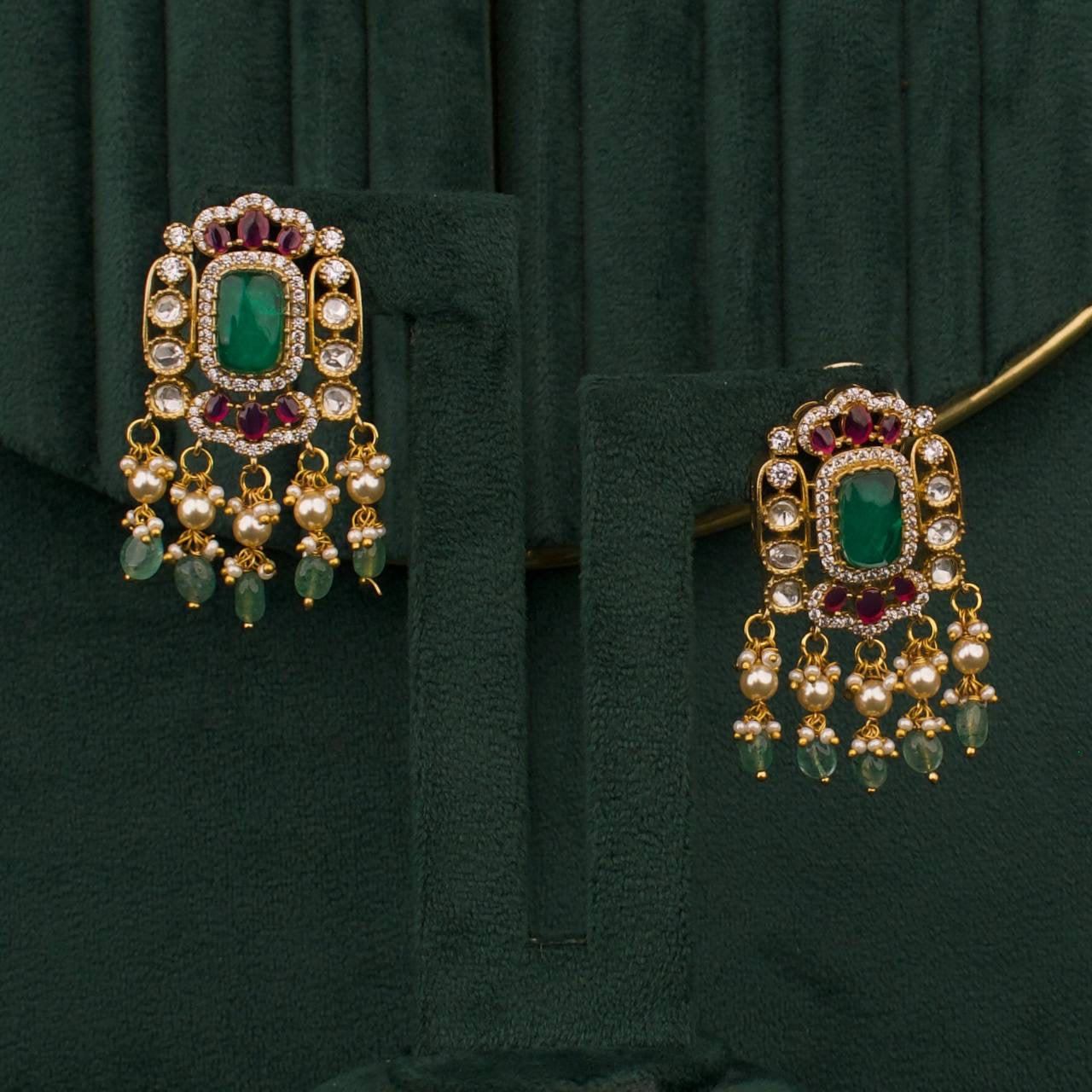 Designer Victorian Polki Fusion Chokers With Matching Earrings