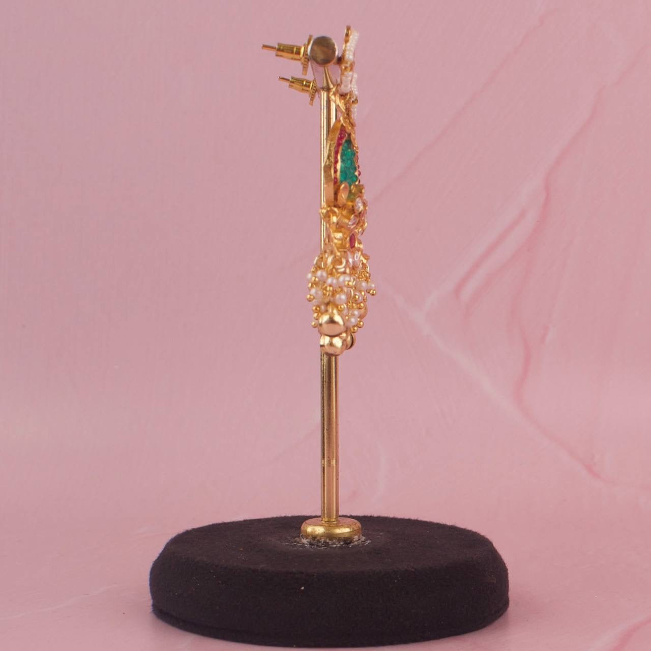 Bridal Jadau Kundan Pearl Necklace With Matching Earrings