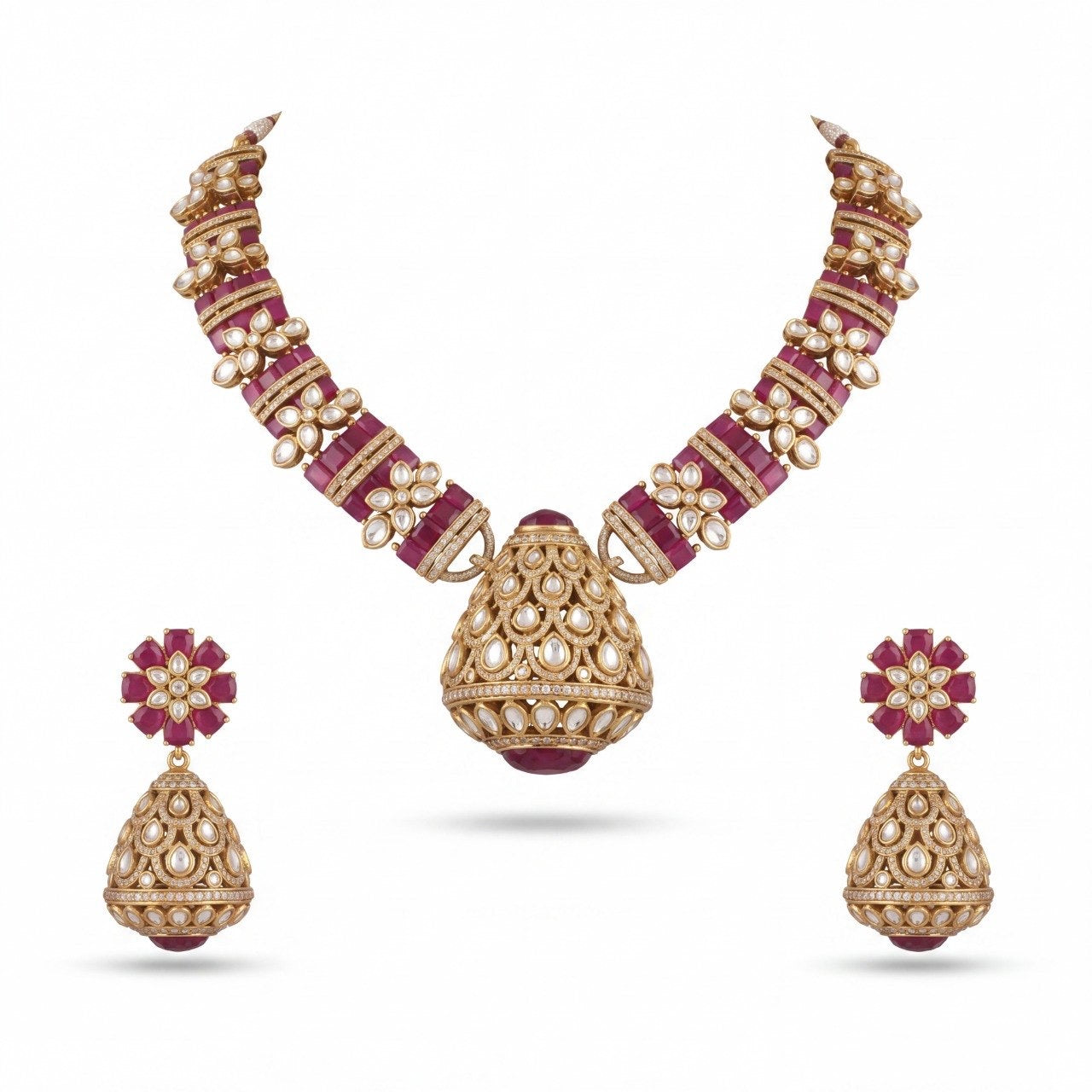 Diamond Victorian Kanti Necklace Set