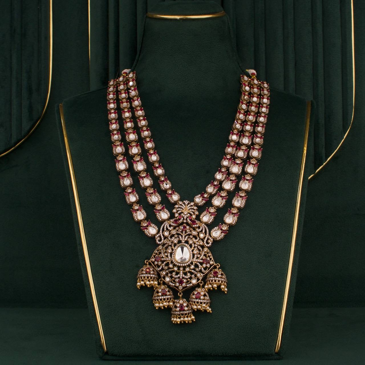 Bridal Victorian Polki Layer By Layer Haram Necklace Se