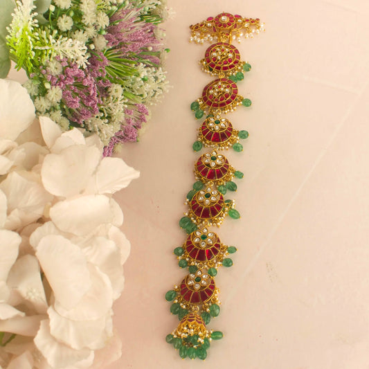 Impressive floral Chandbali Design Jadau Kundan Hair Pin