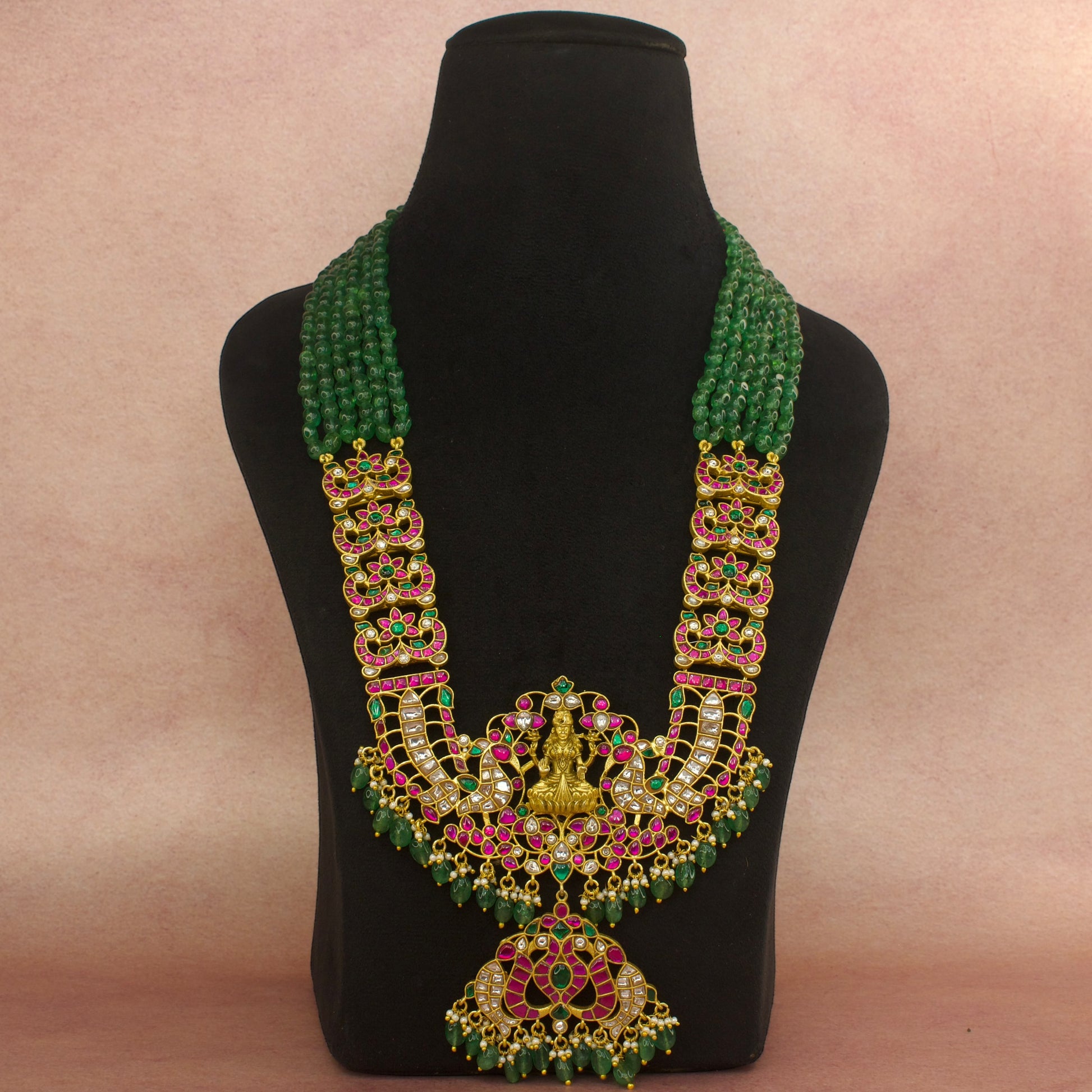 Grand Jadau Kundan Rani Haar Necklace with Intricate Detailing with 22k gold plating