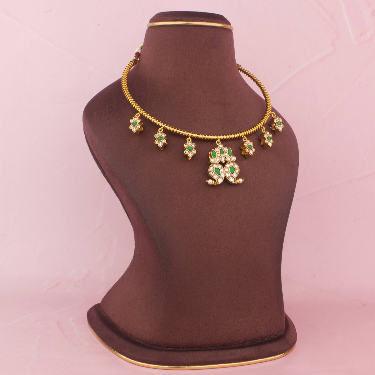 2-in-1 Reversible Jadau Kundan Kanti Styling Angle View 4 - Dulhan Jewels