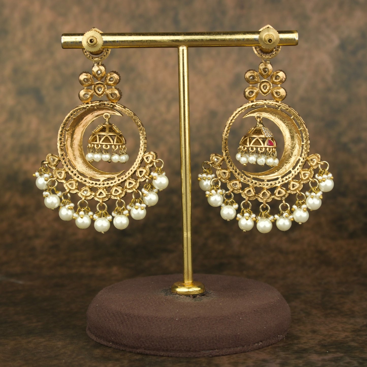 Fusion kundan x Polki Chandbali Earrings