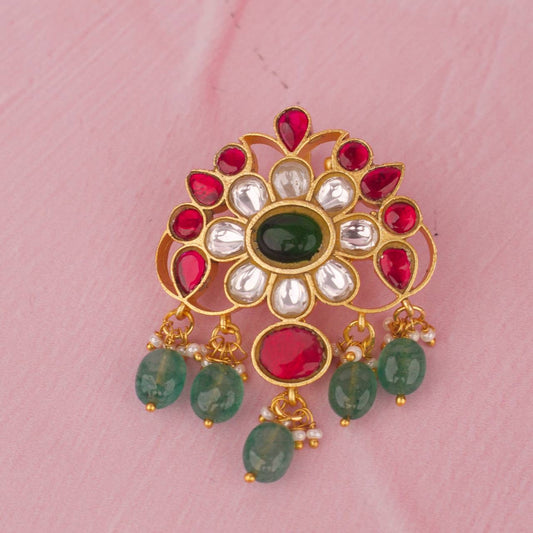 Mini Jadau Kundan Locket With Beads Hanging