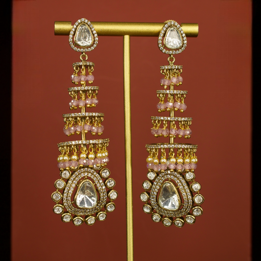 Victorian Multi Layered Jhumka. This Victorian Jewellery Is available in Pink, Purple, & Green colour varaiants. 