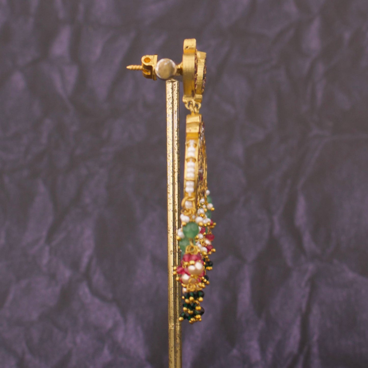 Exquisite Design Jadau Kundan Chandbali with Guttapusalu Hanging