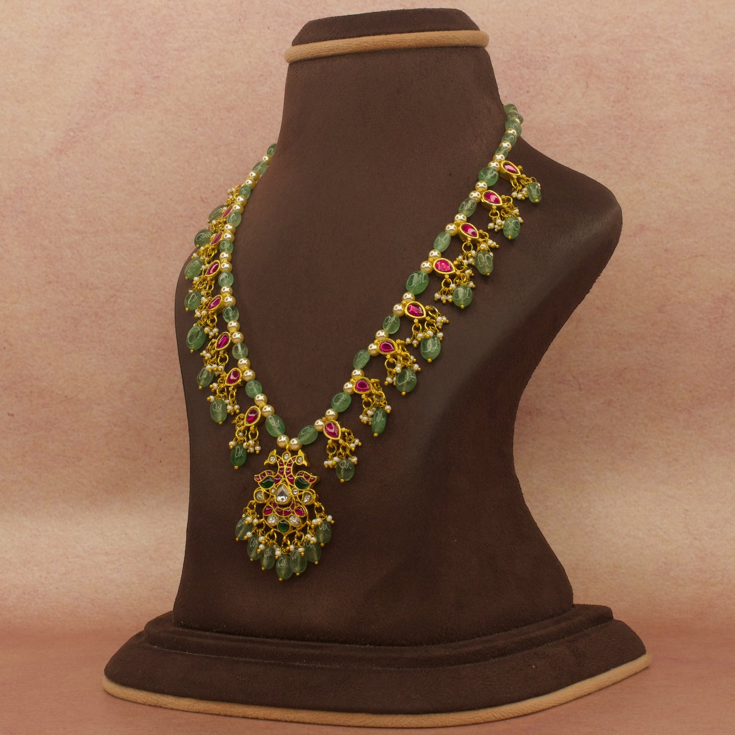 Majestic jadau kundan beads chain necklace