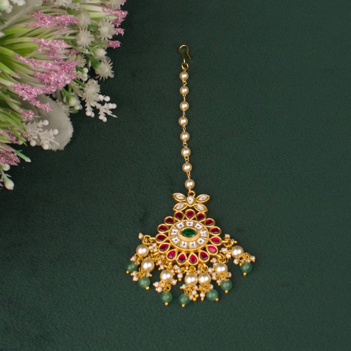 Bridal Jadau Kundan Choker Necklace Set With Maangtikka And Earrings