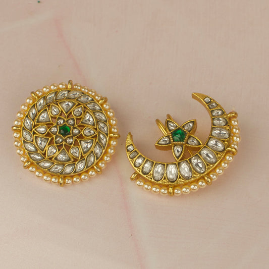 Jadau Kundan Sun & Moon Hairpin + Locket