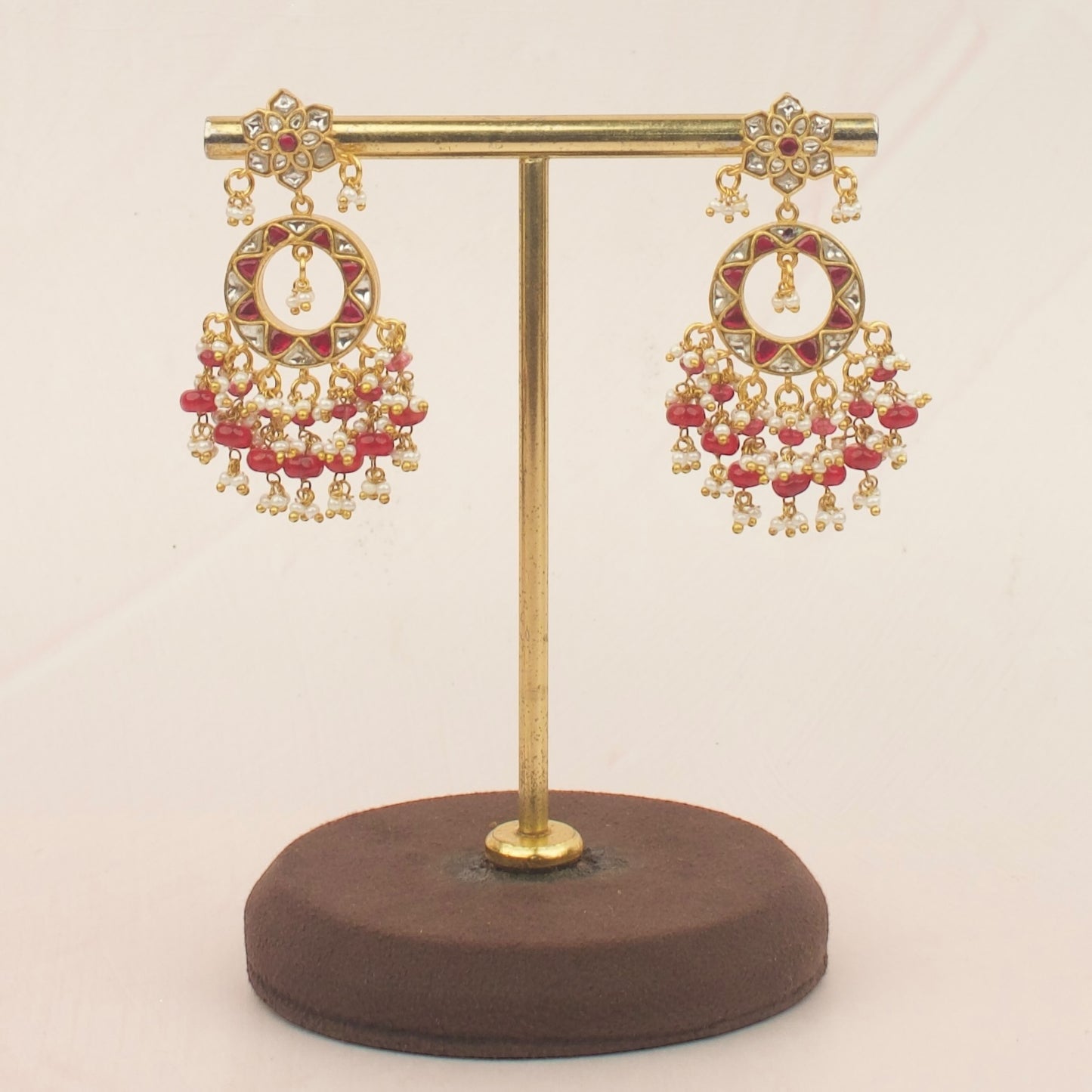 Enchanting Ruby Dream Jadau Kundan Chandbali Earrings