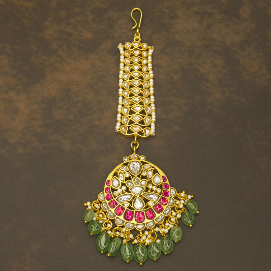 Bridal Gold Plated Jadau Kundan Maang Tikka