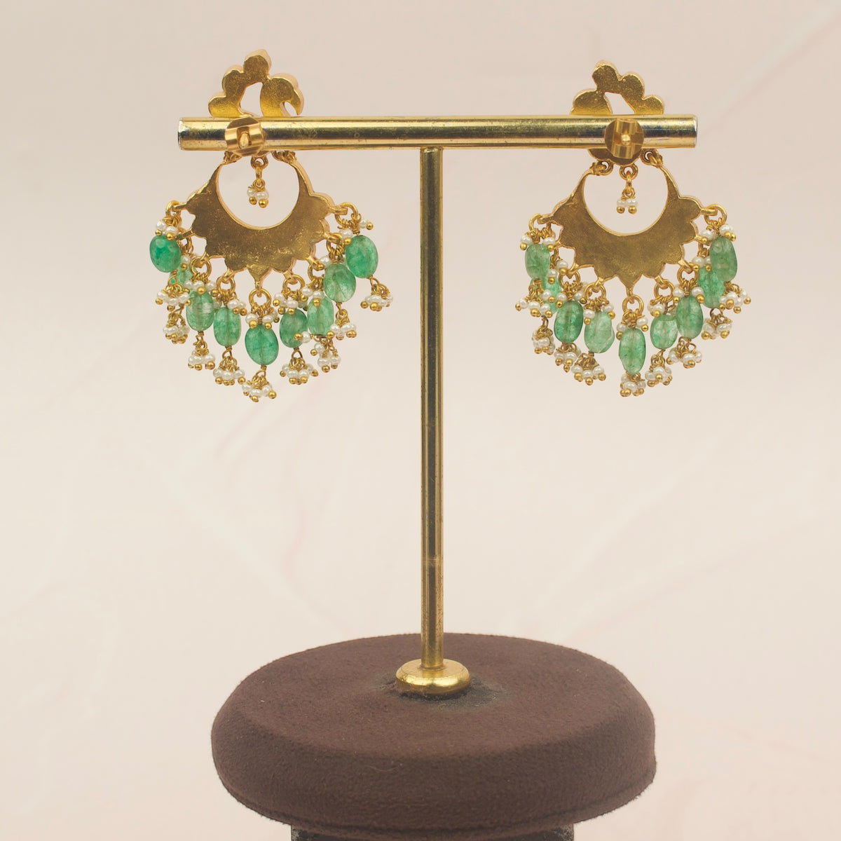 Jadau Kundan Peacock Chandbali Earrings