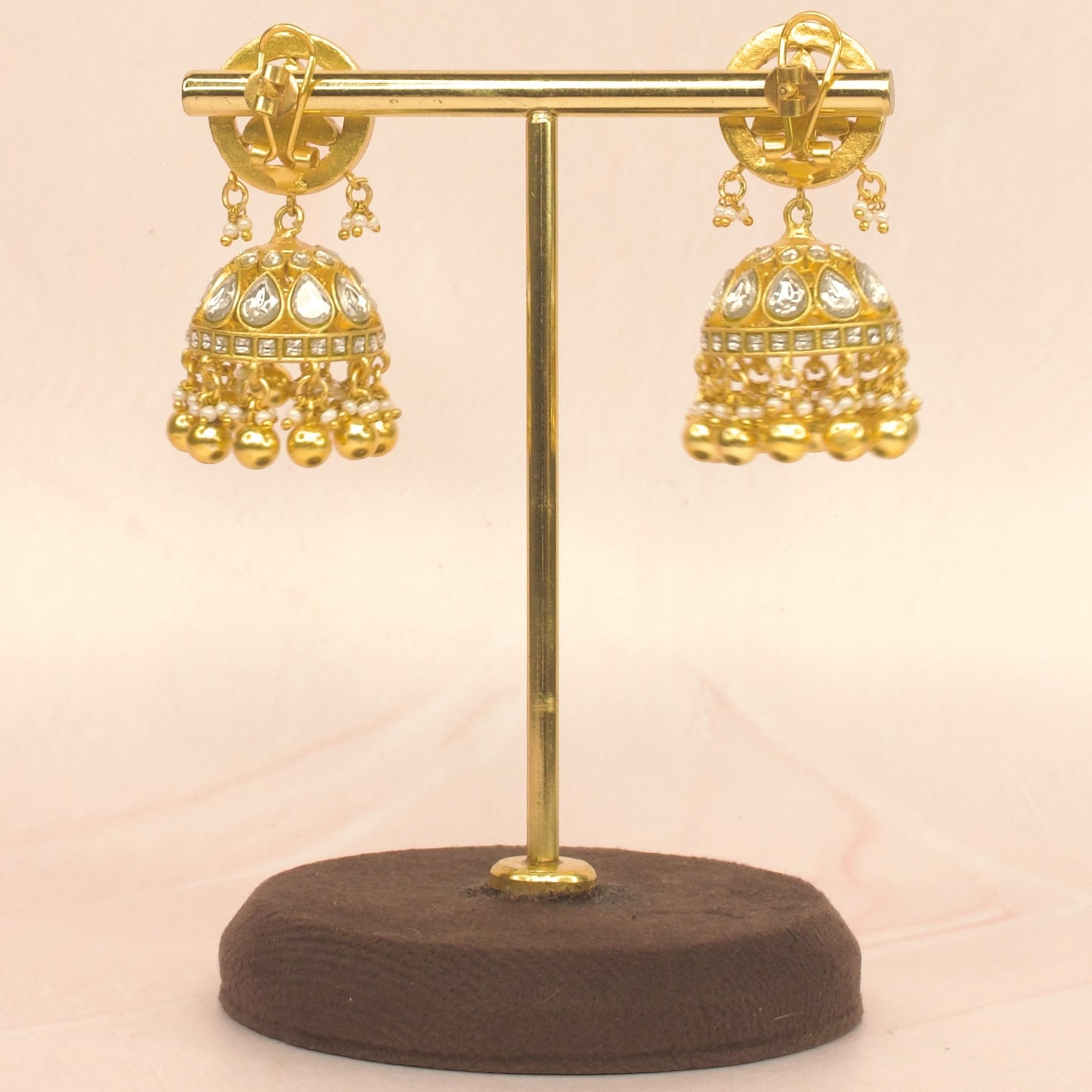 22c Gold Plated Jadau Kundan Jhumka Earrings