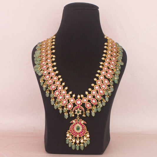 Traditional Jadau Kundan Mango Haram With Beads Droplet