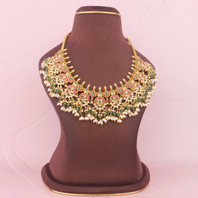 Unique Jadau Kundan Peacock Design Guttapusalu Necklace
