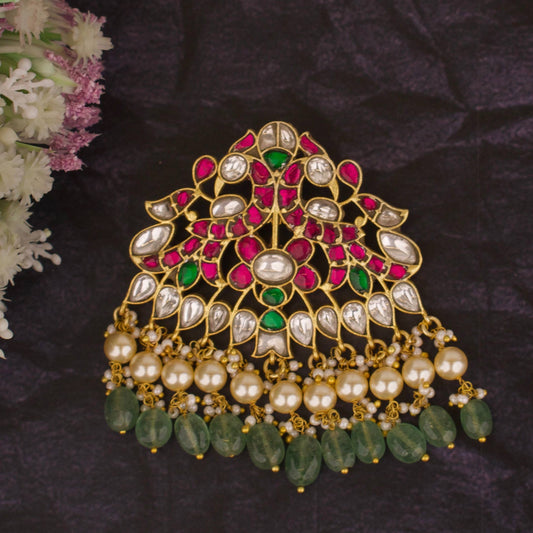 Designer Jadau Kundan Locket with Swarovski Pearls As Hanging
