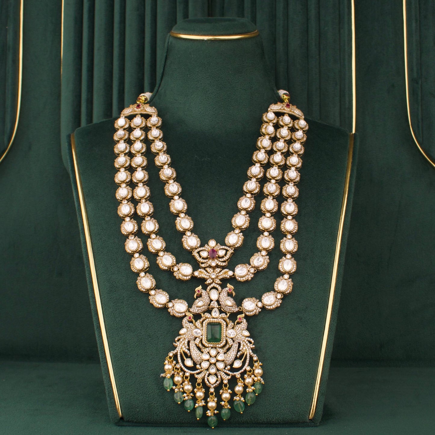 Heritage Victorian Necklace Set With Polki Stones And Jhumkas