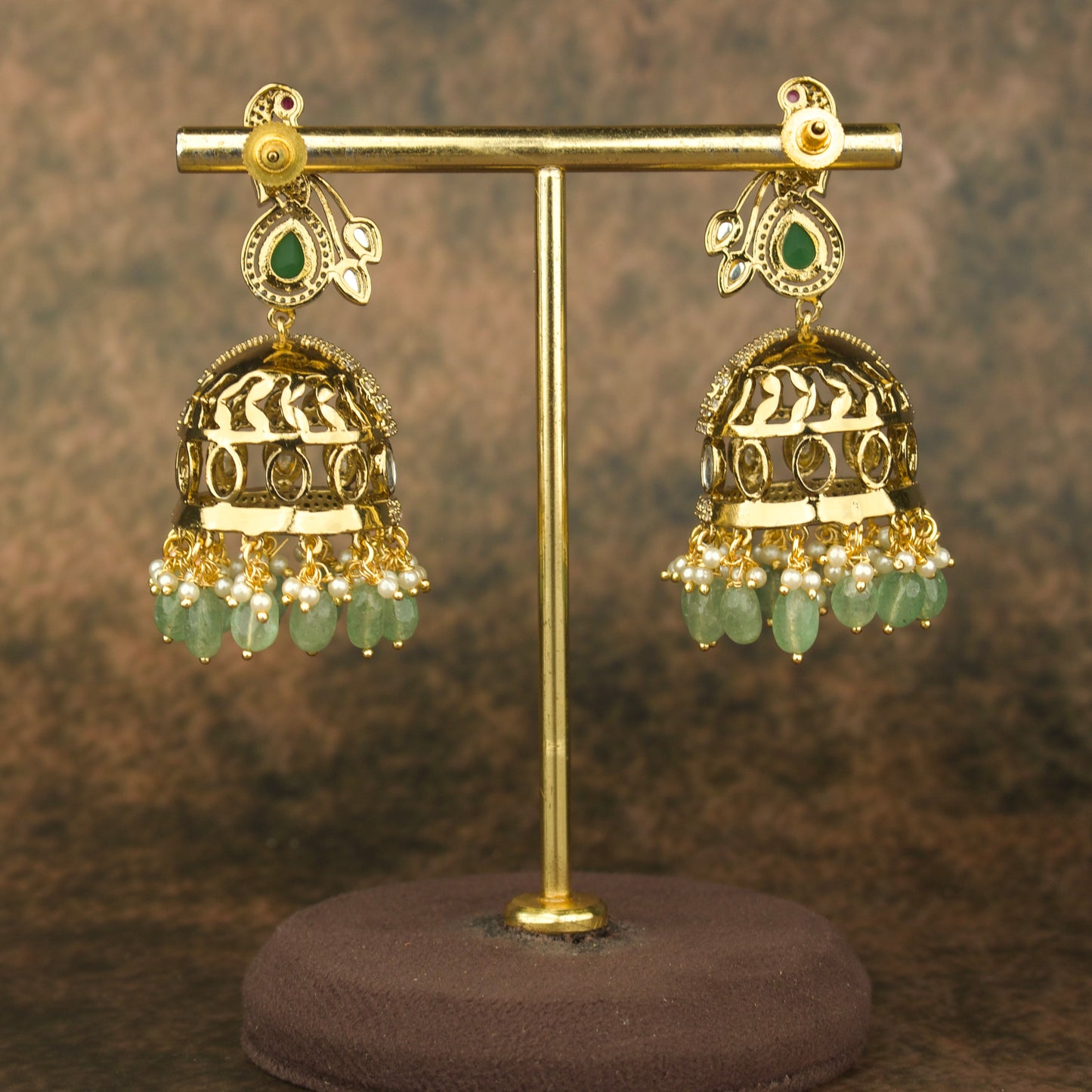 Majestic Victorian Jhumka Earrings with Elegant Peacock Motif