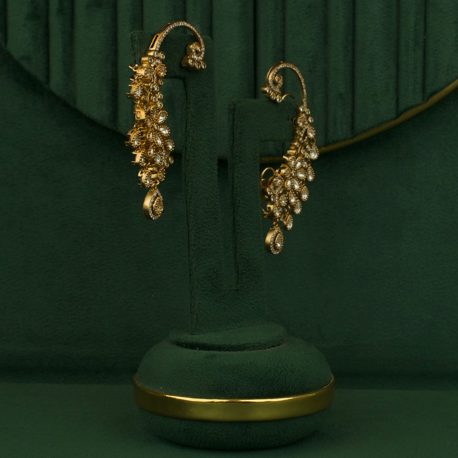 Refined Victorian Earcuff With peacock Floral Design