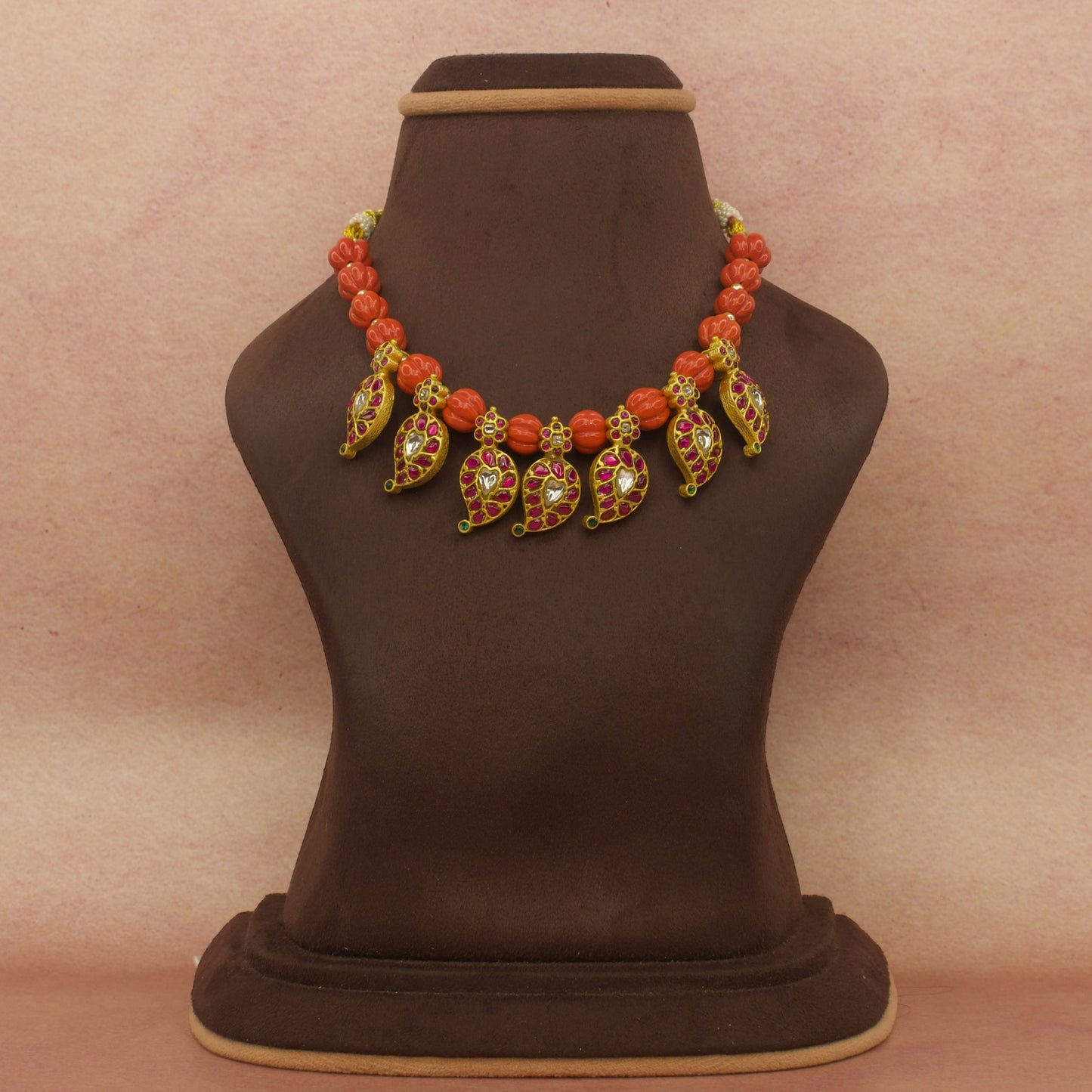 Coral beads chain with mango lockets