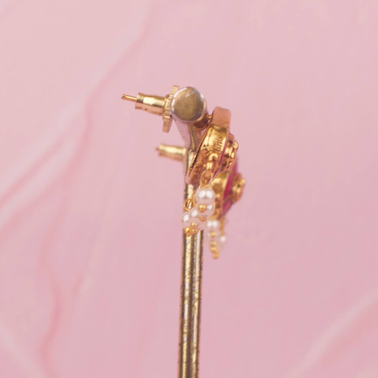 Sleek Jadau Kundan Black Beads With Matching Earrings