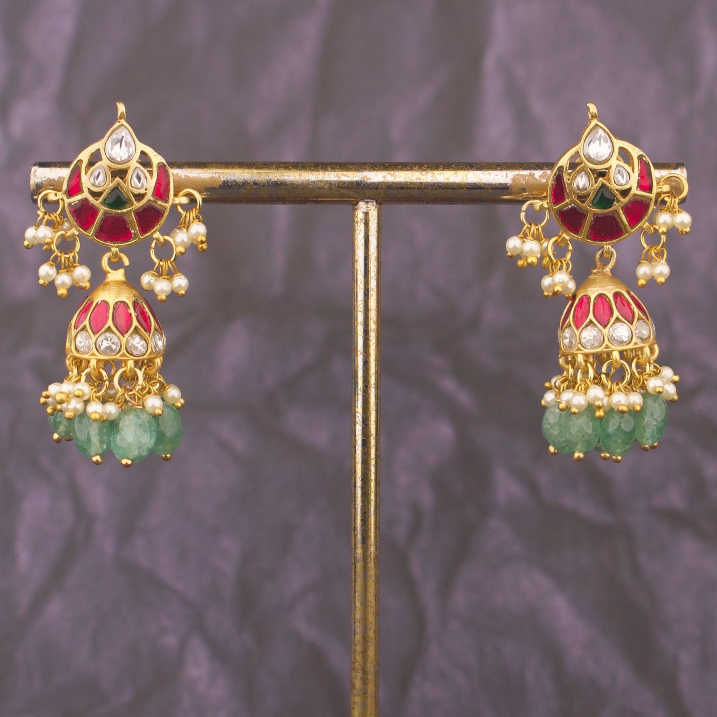 Chand Studded Jadau Kundan Jhumki Earrings