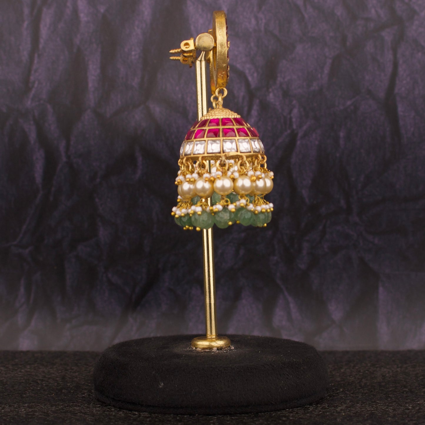 Traditional Laksmi Devi Design studded Jadau  Kundan Jhumki - DULHAN JEWELS