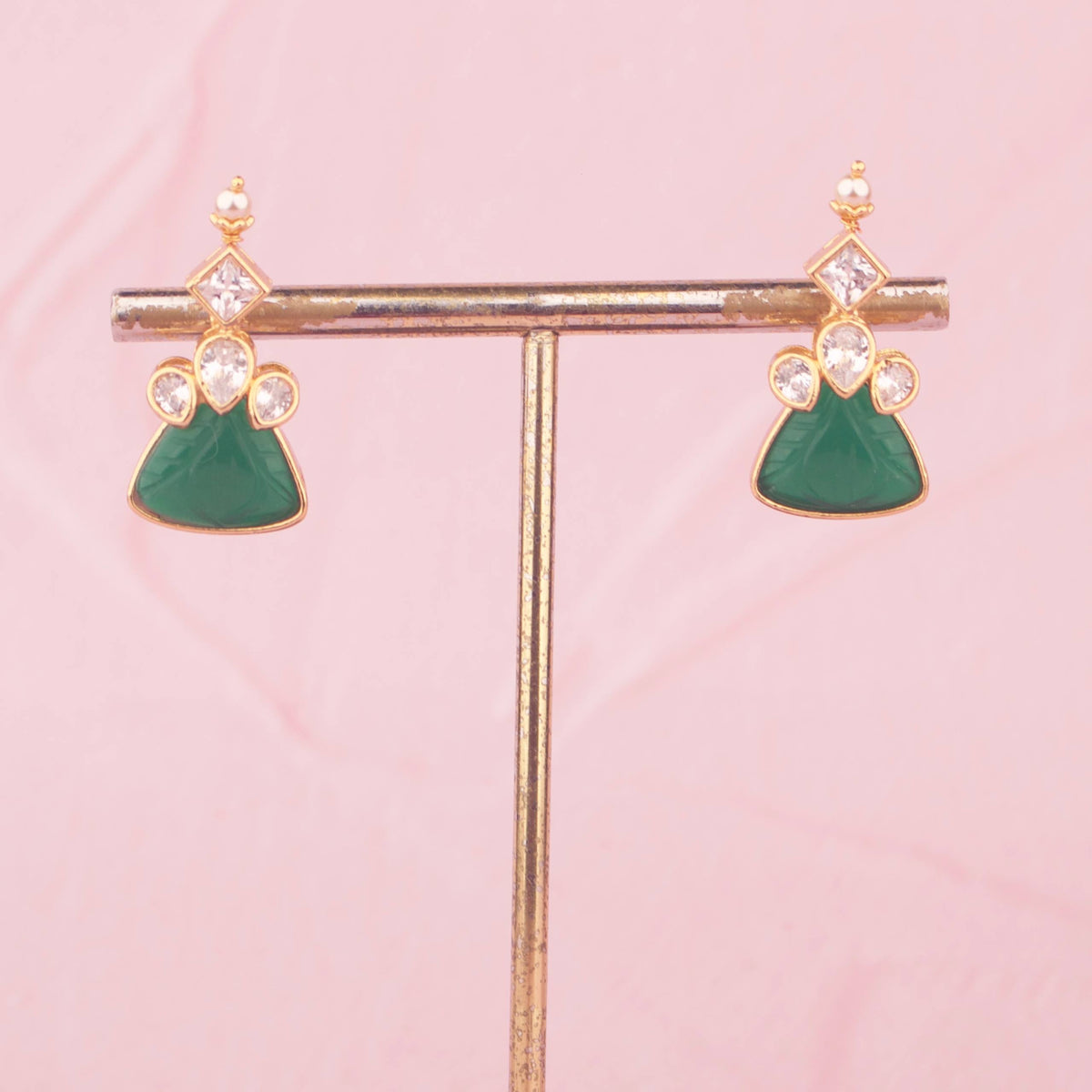 Multicolor Jadau Kundan Necklace Set With Green Earrings