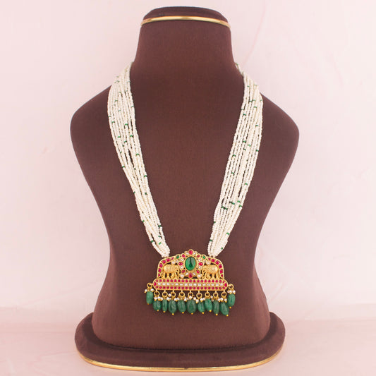 Royal Elegance Jadau Kundan Pearl Mala - DULHAN JEWELS