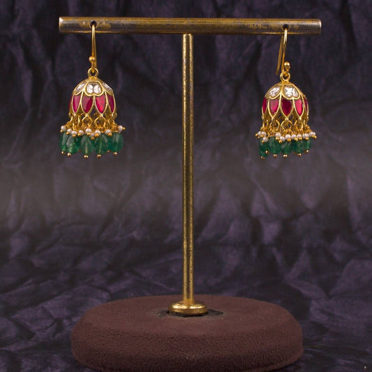 Cute Jadau Kundan Hanging Jhumki Earrings