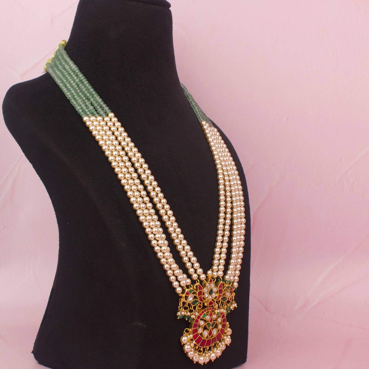 Unique Jadau Kundan Pearl & Beads Mala