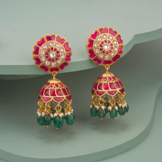 Lavish Floral Design Jadau Kundan Jhumki