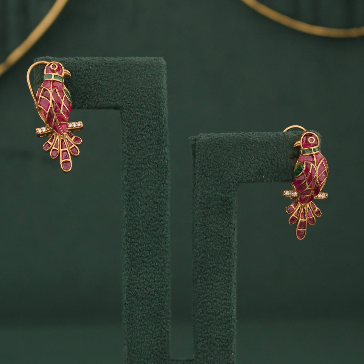 Victorian Polki Bird Pendant Set With Matching Earrings