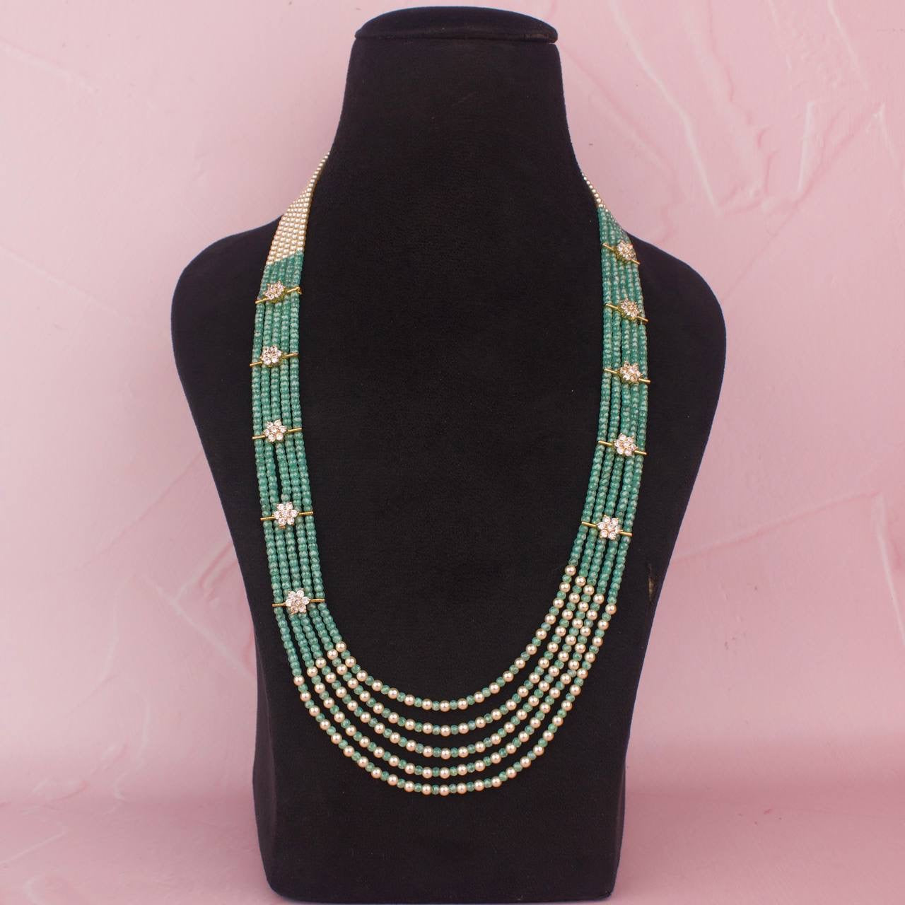Stunning Beads Mala With Cz Side Lockets