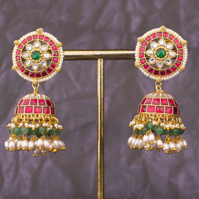 Exclusive Jadau Kundan Jhumka Earrings With Pearls