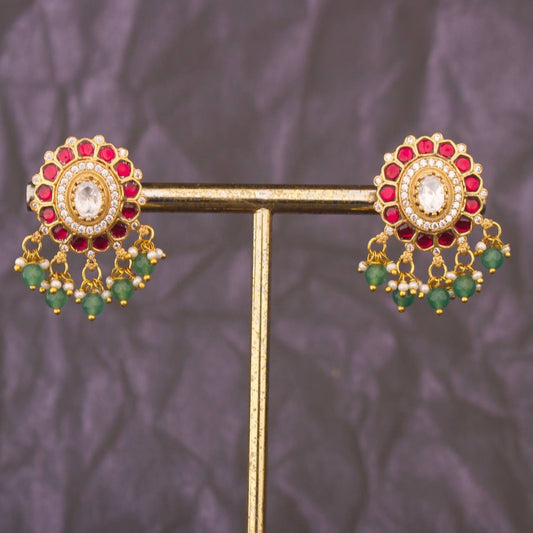 Antique Jadau Kundan Polki Stud Earrings